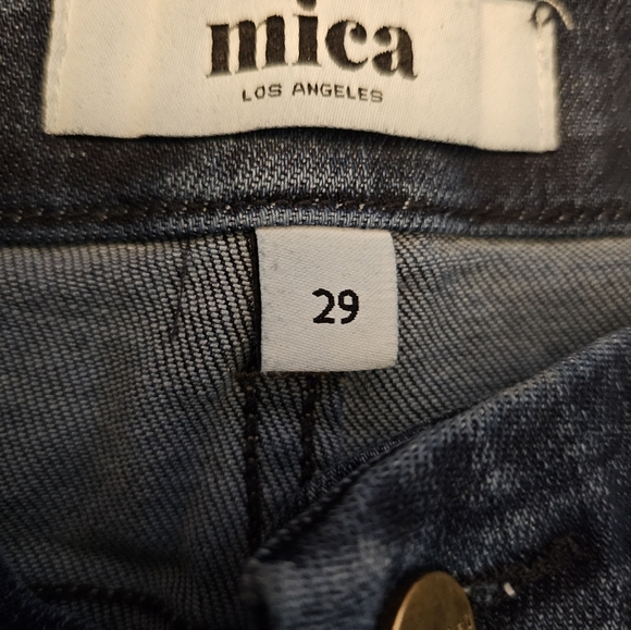 Mica Los Angeles High Rise Distressed Raw Hem Dark Wash Skinny Jeans Size 29 - Picture 6 of 14